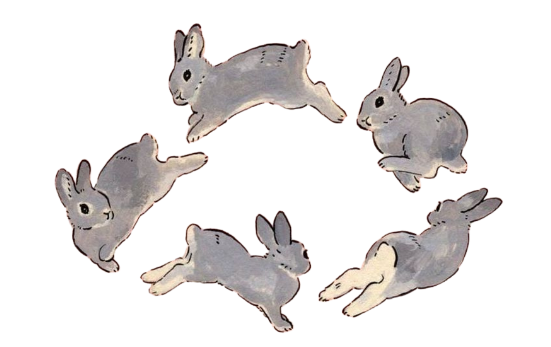 bunnies prancing in circle